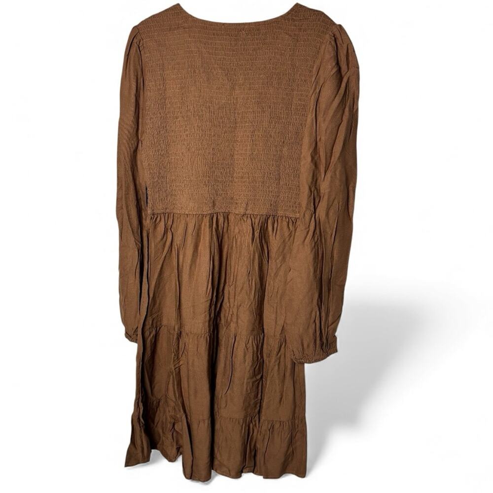 Elegant Long Sleeve Brown Dress Large - Picture 6 of 8